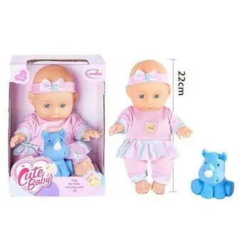 Cute Baby Doll With Little Hippo - სათამაშო თოჯინა ჰიპოპოტამით