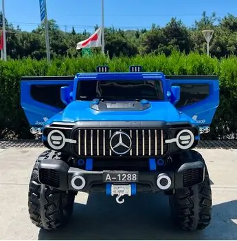 Mercedes Jeep Electric Car Blue - ელექტრო მანქანა კაუჩუკის საბურავებით, 5 image