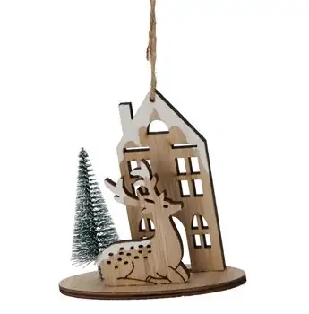 House Wooden Hanging Decoration - ხის ნაძვის ხის სათამაშო
