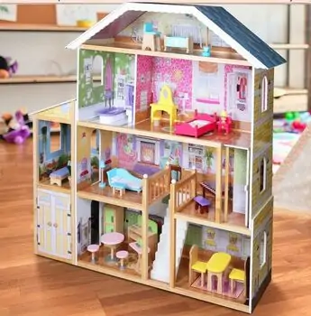Wooden Grand Mansion Doll house With Accsesoriess -  თოჯინის ხის სახლი ავეჯით, 7 image