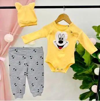 Mickey Mouse 3in1 Set MURATBABY 7668 Yellow საბავშვო ტანსაცმლის ნაკრები