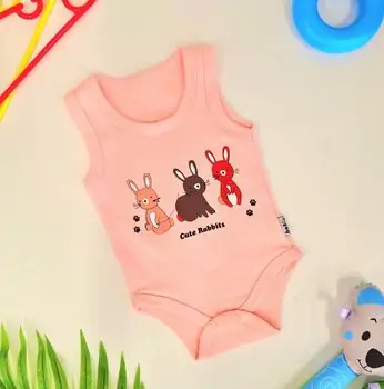 Bodysuit Cute Rabbits Pink ჩვილის ბოდე