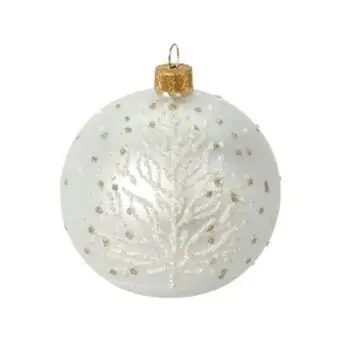 White Snowy Christmas Ball Hanging Decoration - ნაძვის ხის სათამაშო