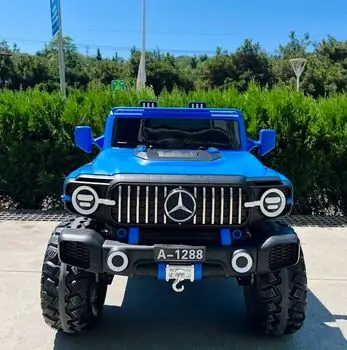 Mercedes Jeep Electric Car Blue - ელექტრო მანქანა კაუჩუკის საბურავებით, 3 image