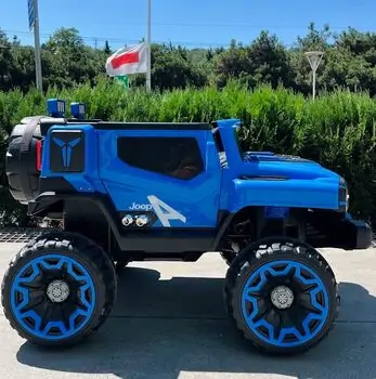 Mercedes Jeep Electric Car Blue - ელექტრო მანქანა კაუჩუკის საბურავებით, 4 image