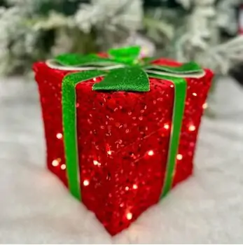 Medium Christmas Giftbox With Led Red ნაძვის ხის დეკორაცია