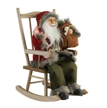 Santa With Brown Rocking Chair Christmas Decoration - საახალწლო დეკორაცია სანტა სარწეველა სკამით