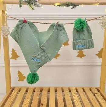 Prince Hat and Scarf Set Green - ახალშობილის ქუდი და კაშნე
