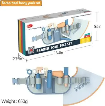 Wooden Toy Barber Tool Belt set - ხის სათამაშო ინსტრუმენტების ქამარი, 2 image