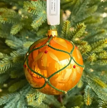 Beautiful Half Glittered Ball Hanging Decoration - ნაძვის ხის სათამაშო