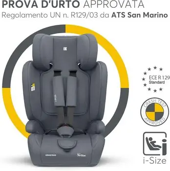 KikkaBoo 76-150 cm i-Pass i-Sizde Grey - მანქანის სავარძელი (ქარსითი), 2 image