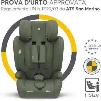 KikkaBoo 76-150 cm i-Pass i-Sizde Army Green - მანქანის სავარძელი (ქარსითი), 2 image
