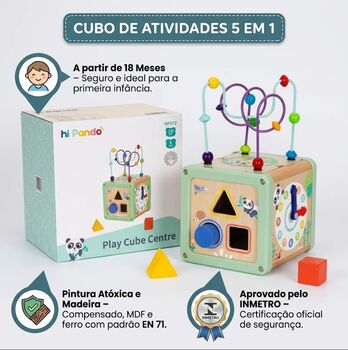 Hi Pando 5-in-1 Educational Creative Wooden Activity Cube - ხის განსავითარებელი სათამაშო, 3 image