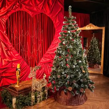 Lidia Green Christmas Tree With White Tips, Pine Cones And Berries PVC 220CM - ნაძვის ხე თეთრი ბოლოებით, გირჩით და კენკრით