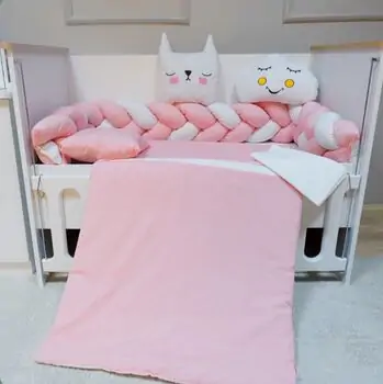 Yuar Baby Braided Eko Bedding Set for crib Pink ახალშობილის საწოლის თეთრეული