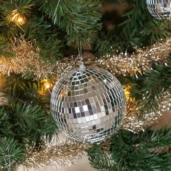 Big Silver Disco Christmas Ball Hanging Decoration 15 CM - ნაძვის ხის სათამაშო, 2 image
