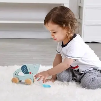 Tooky Toy Pull Along Elephant - ხის განსავითარებელი სათამაშო სპილო, 2 image