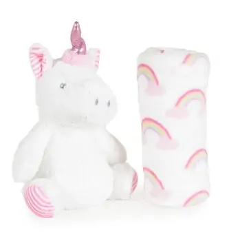 Cangaroo Baby blanket 90/75 cm with Unicorn rainbow toy - ახალშობილის პლედი