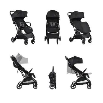 Cangaroo Baby Stroller Easy Fold Black პრემიუმ კლასის მსუბუქი სასეირნო ეტლი უნიკალური დაკეცვის მექანიზმით, 18 image
