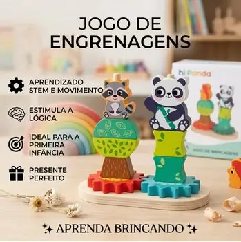 Hi Pando Educational Toy with Wooden Gears Stacking - ხის განსავითარებელი სათამაშო, 3 image