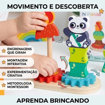 Hi Pando Educational Toy with Wooden Gears Stacking - ხის განსავითარებელი სათამაშო, 6 image