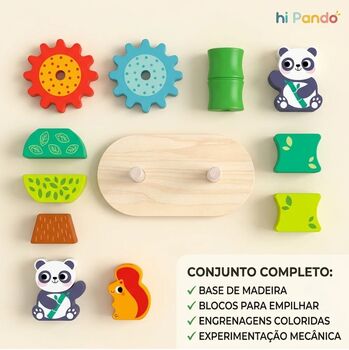 Hi Pando Educational Toy with Wooden Gears Stacking - ხის განსავითარებელი სათამაშო, 5 image