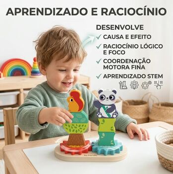 Hi Pando Educational Toy with Wooden Gears Stacking - ხის განსავითარებელი სათამაშო, 4 image