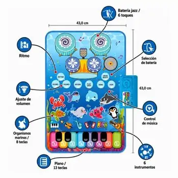 Piano And Jazz Play Mat Blue - საბავშო განსავითარებელი ხალიჩა, 4 image