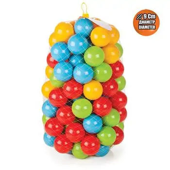 Pilsan-ის ფერადი ბურთების ნაკრები 06 186 9CM 100PCS PLAY POOL BALLS IN MESH BAG