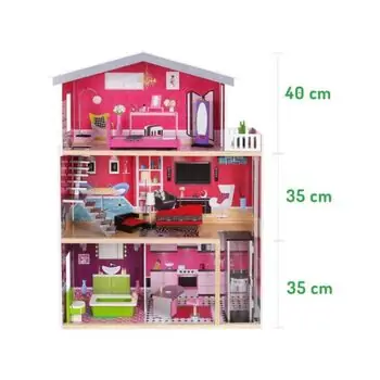 Moni Toys 4118 Wooden doll house Isabella საბავშვო ხის სათამაშო თოჯინის სახლი, 21 image