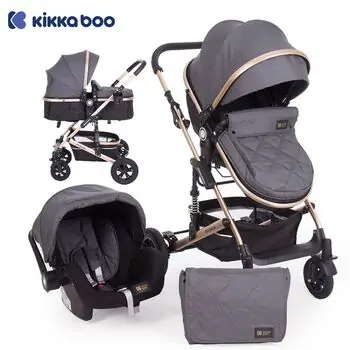 KikkaBoo Amaia Dark Grey საბავშვო ეტლის 3x1 კომპლექტი