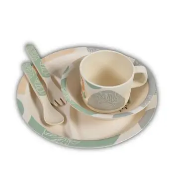 Cangaroo-ს საბავშვო ჭურჭლის ნაკრები Bamboo feeding set 5 pcs Savanana mint, 2 image