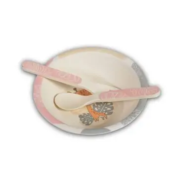 Cangaroo-ს საბავშვო ჭურჭლის ნაკრები Bamboo feeding set 5 pcs Savanana pink, 6 image