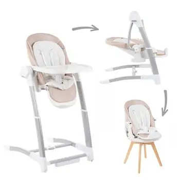 KikkaBoo Prima Beige 3in1 მრავალფუნქციური შეზლონგი & სკამ-მაგიდა