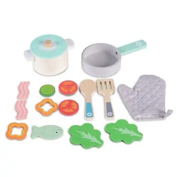 Wooden kitchen set Moni Toys-ის ხის სათამაშო აქსესუაები ბოსტნეულით 4257, 2 image
