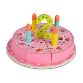 Wooden cake Happy Birthday Moni Toys 4223N ხის სათამაშო დასაჭრელი ტორტი, 4 image