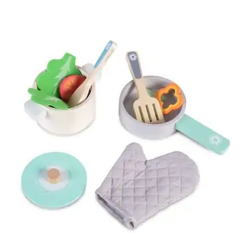 Wooden kitchen set Moni Toys-ის ხის სათამაშო აქსესუაები ბოსტნეულით 4257, 3 image