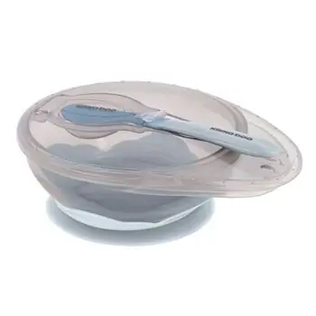 KikkaBoo-ს ჩვილის თასი კოვზით Suction bowl with spoon Blue