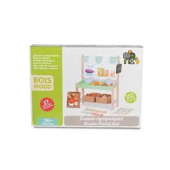 Moni Toys 4425 Wooden supermarket with set of products სათამაშო ხის დახლი-მაღაზია, 6 image