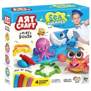 Dede ART CRAFT SEA ANIMALS DOUGH SET 200 GR საბავშვო პლასტელინების ნაკრები 03684, 2 image