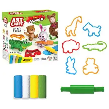 Dede ART CRAFT FUNNY ANIMALS DOUGH SET 200 GR საბავშვო პლასტელინის ნაკრები 03697, 2 image