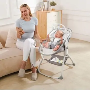 Cangaroo Abba Grey 6in1 Multi-Function Bassinet, Bouncer and Rocker მრავალფუნქციური ელექტრო შეზლონგი, 12 image