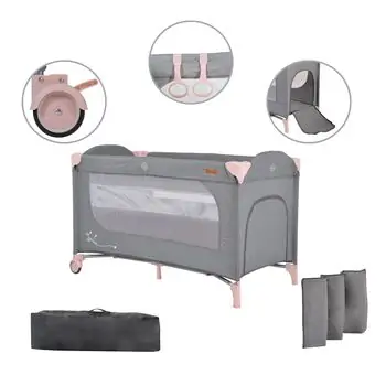 Cangaroo Skyglow 2 Pink ორ დონიანი საწოლ-მანეჟი, 3 image