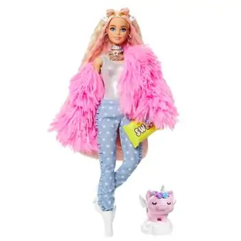 BARBIE Extra Doll With Unicorn-Pig მოდური სათამაშო თოჯინა აქსესუარებით, 2 image