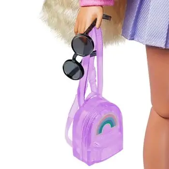 BARBIE  Extra In Varsity Jacket With Furry Arms & Pet Teddy Bear სათამაშო მოდური თოჯინა დათვის ბელით და აქსესუარებით, 4 image