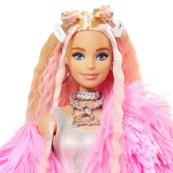 BARBIE Extra Doll With Unicorn-Pig მოდური სათამაშო თოჯინა აქსესუარებით, 3 image