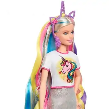 BARBIE Fantasy Hair Doll With Mermaid & Unicorn Looks სათამაშო თოჯინა 3 სხვადასხვა ლუქით, 4 image