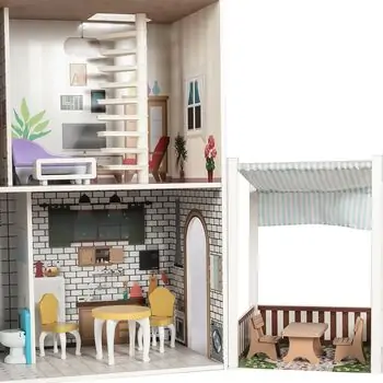 Wooden Doll House With Furniture and Elevator TX1195 თოჯინის ხის სახლი ავეჯით, 4 image