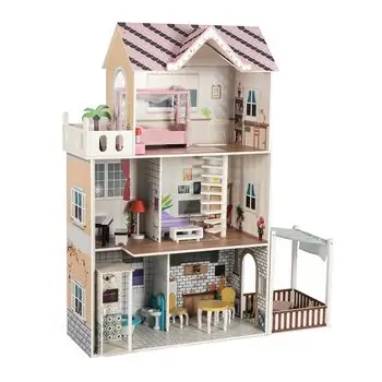 Wooden Doll House With Furniture and Elevator TX1195 თოჯინის ხის სახლი ავეჯით, 2 image