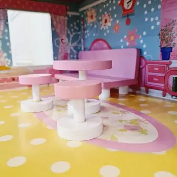 Toy Wooden Doll House For Kids TX1055 თოჯინის ხის სახლი ავეჯით, 11 image